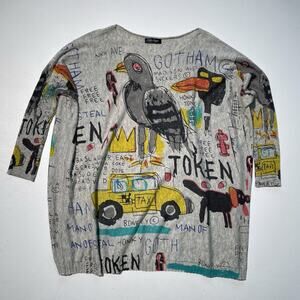 Coeur De Vague Grafitti Artwork Knit Sweater / Dolman Sleeve / Wearable Art
